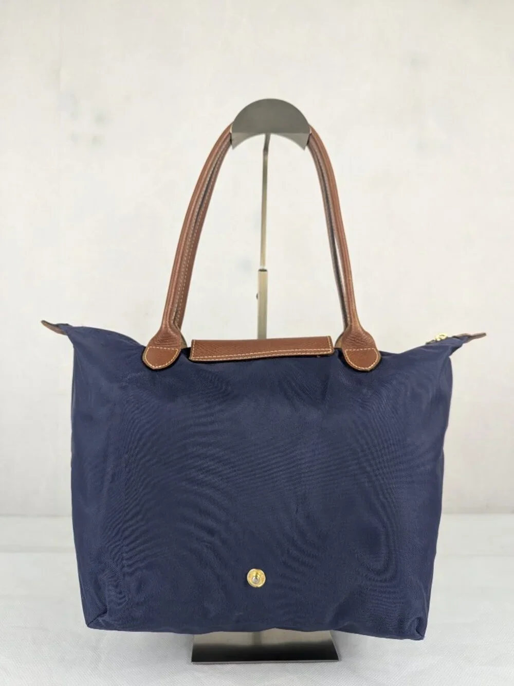 Longchamp Le Pliage Nylon Leather Shoulder Bag Blue | Used | Fast Shipping - Picture 2 of 13